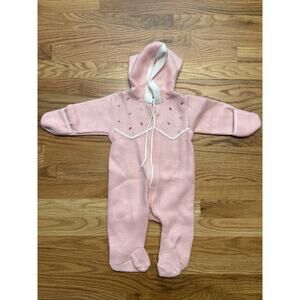 Carters Baby Girl Vintage Pink Roses Fleece Sleeper Size Small 0-6m Zipper VTG